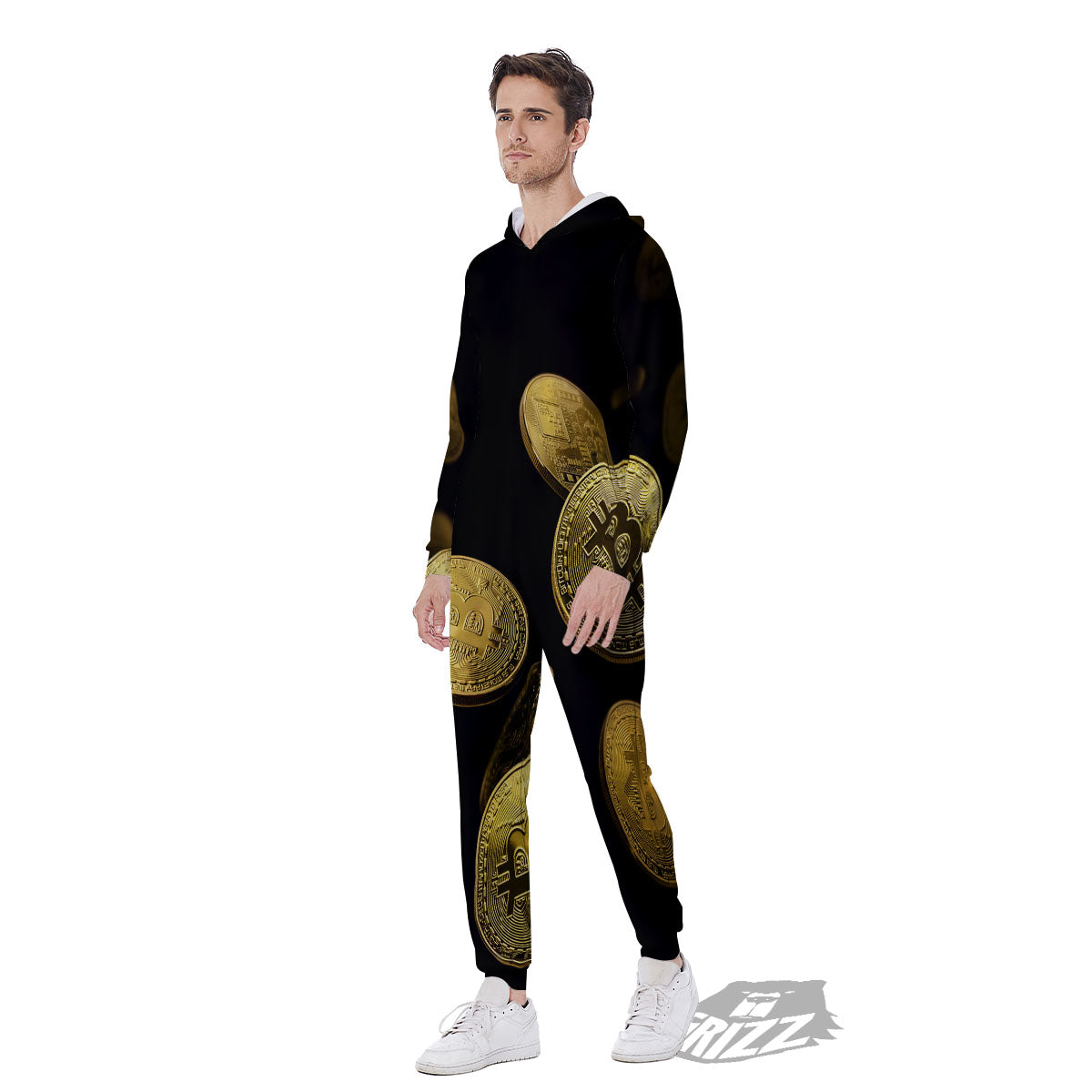 Bitcoin Falling Print Men's Jumpsuit-grizzshop