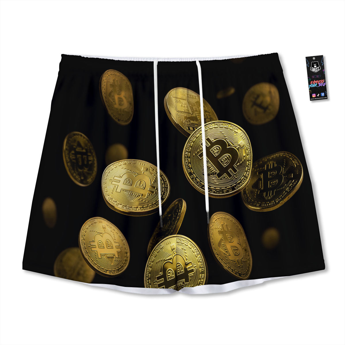 Bitcoin Falling Print Mesh Shorts