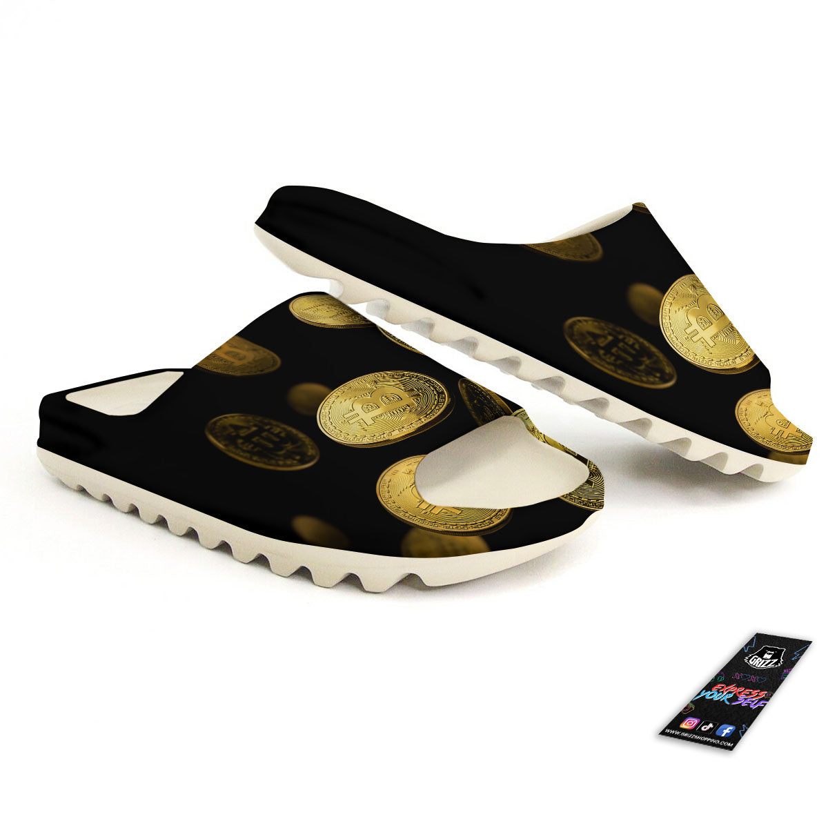 Bitcoin Falling Print Sandals-grizzshop
