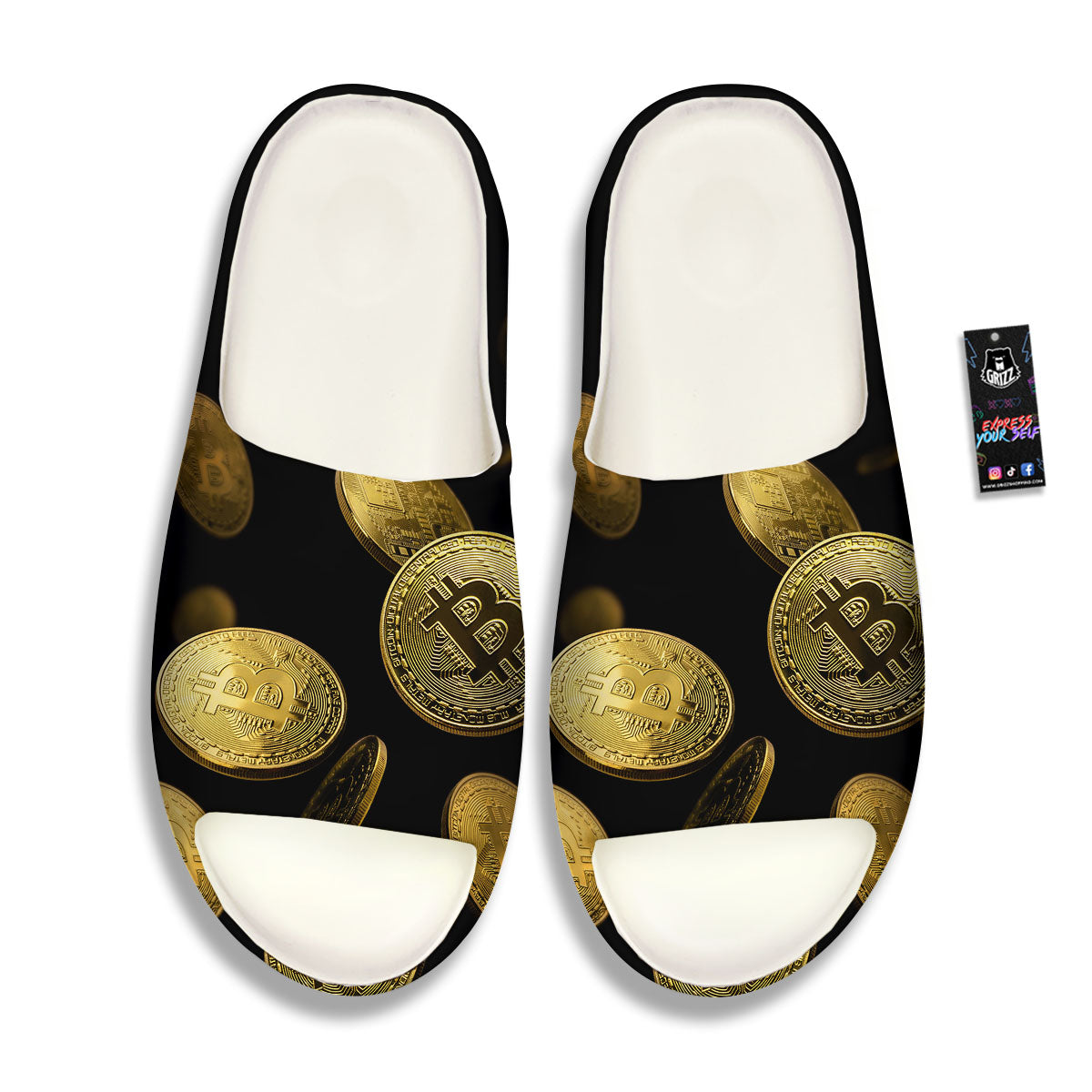 Bitcoin Falling Print Sandals-grizzshop