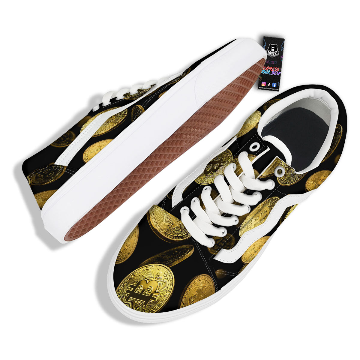 Bitcoin Falling Print Skate Shoes-grizzshop