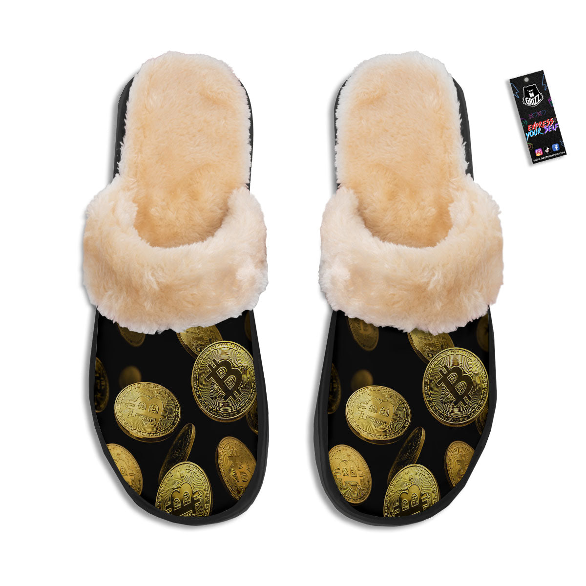 Bitcoin Falling Print Slippers-grizzshop