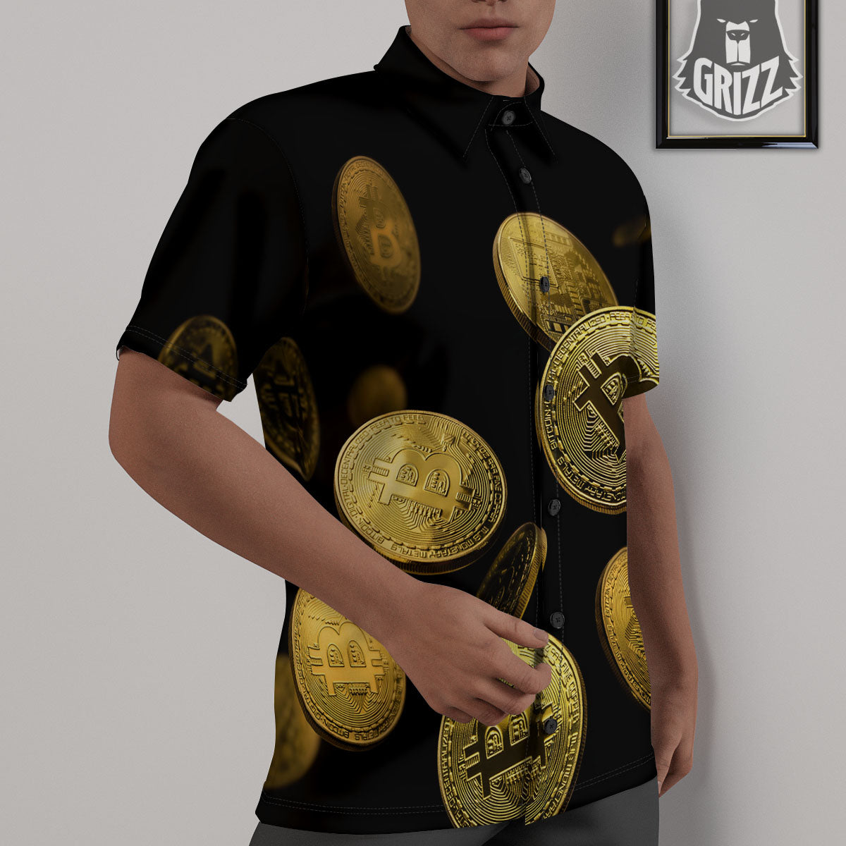 Bitcoin Falling Print Untucked Shirts-grizzshop