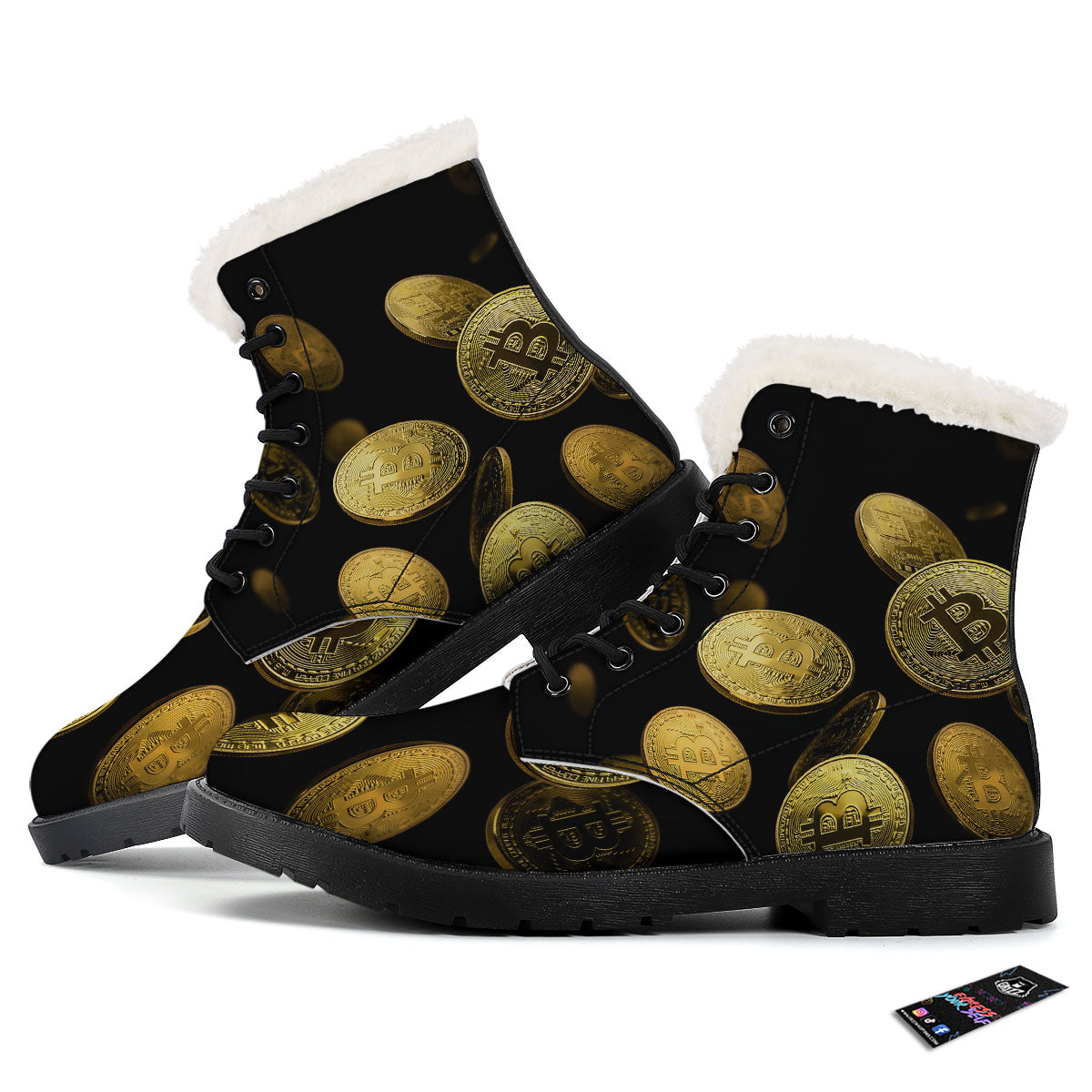Bitcoin Falling Print Winter Boots-grizzshop