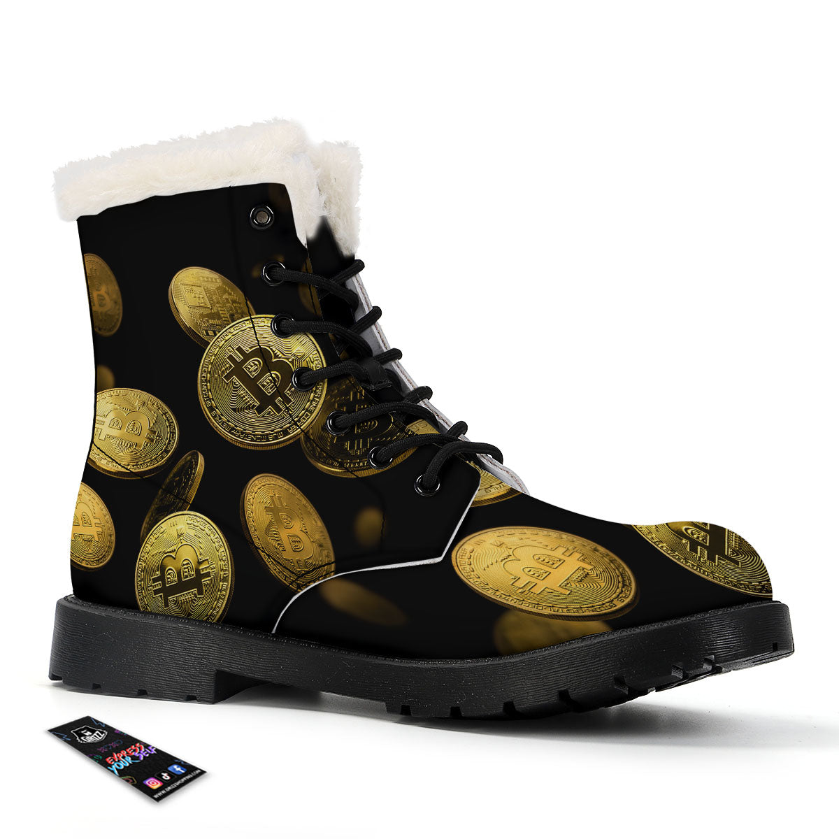 Bitcoin Falling Print Winter Boots-grizzshop