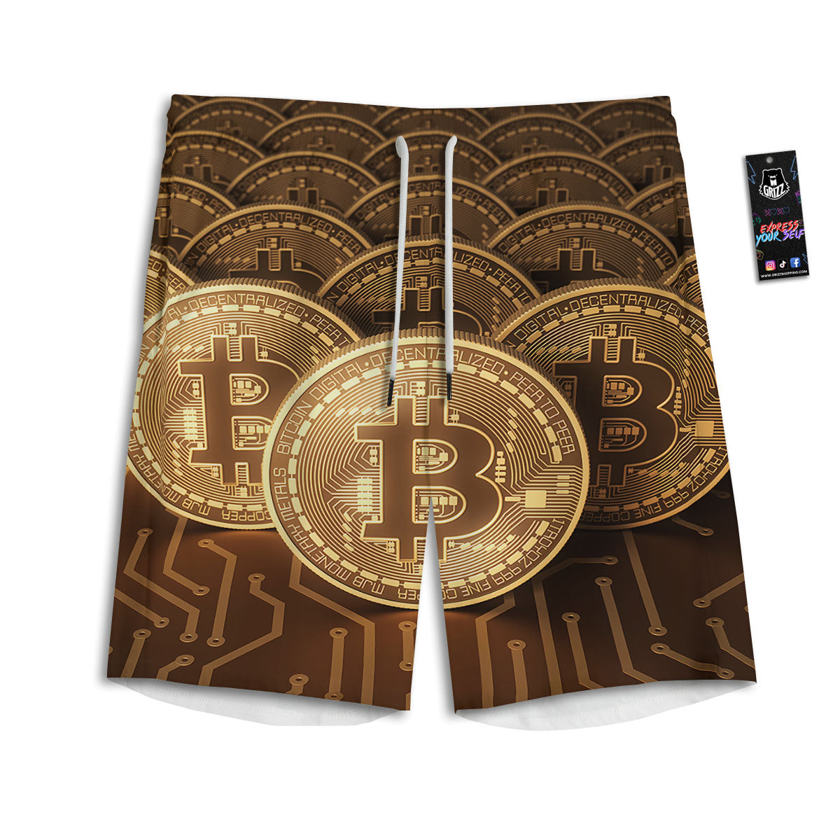 Black Grey Orange And White Plaid Print Men's Athletic Shorts