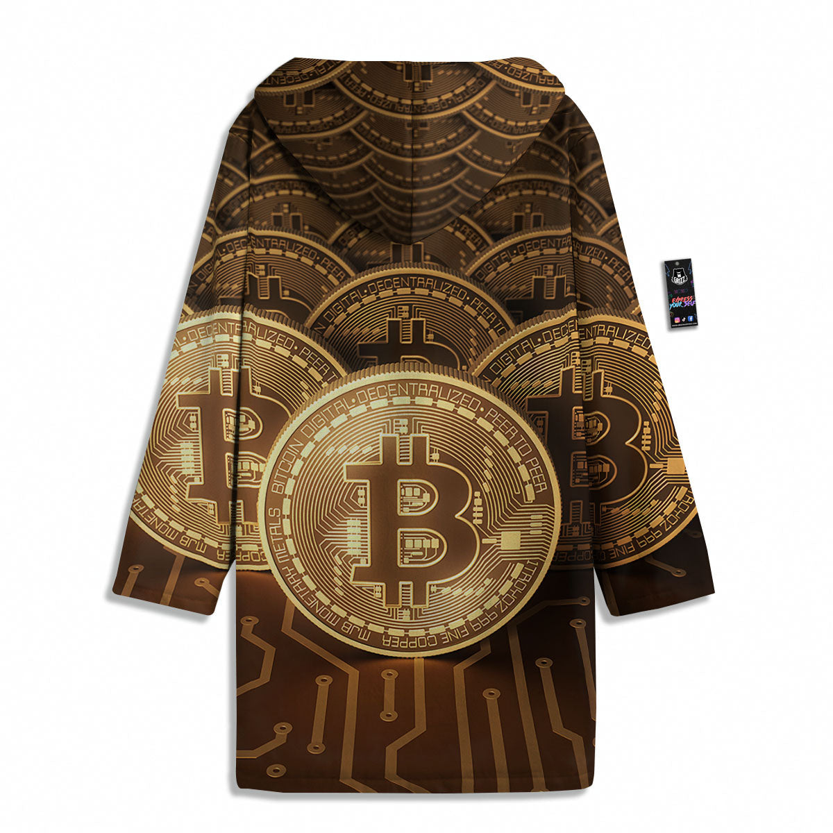 Bitcoin Symbol Gold Print Men's Windbreaker Jacket-grizzshop