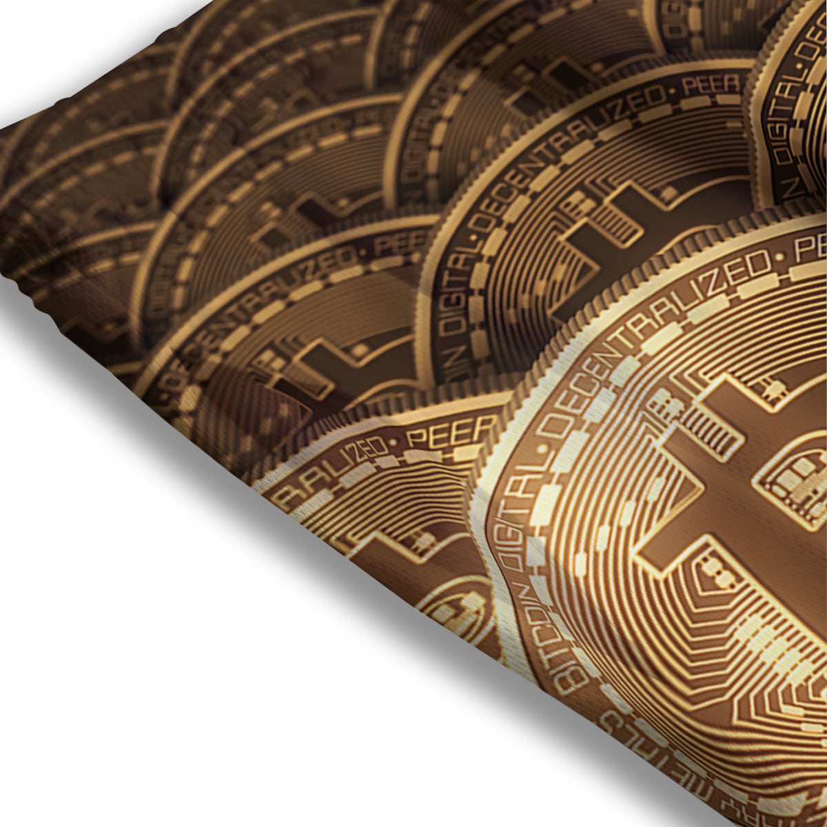 Bitcoin Symbol Gold Print Mesh Shorts