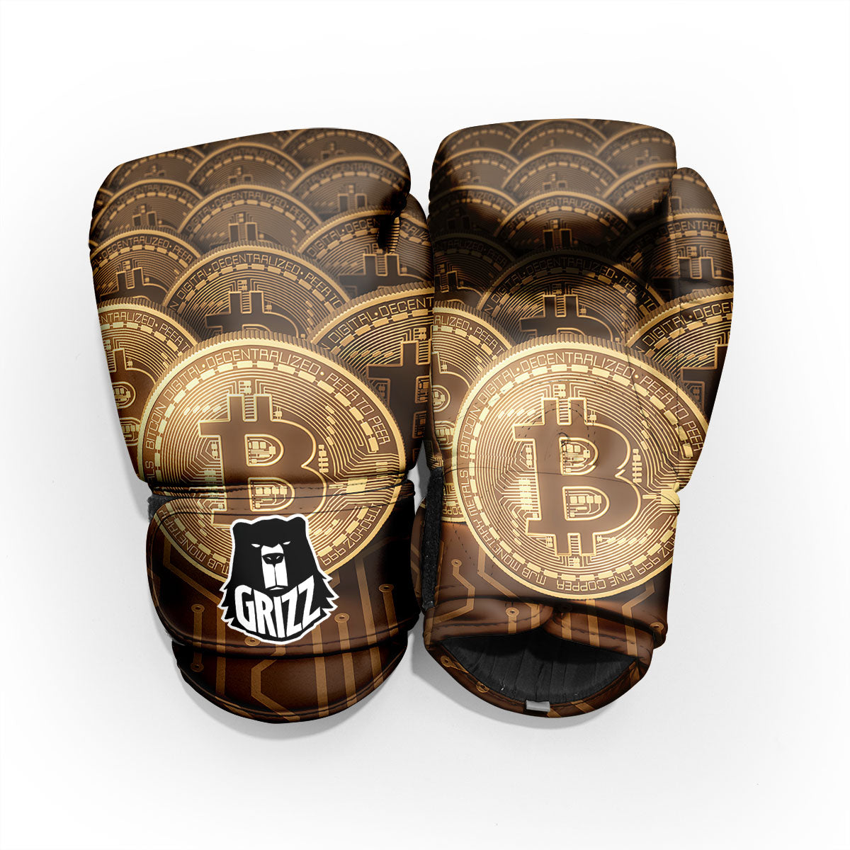 Bitcoin Symbol Gold Print Pro Boxing Glove