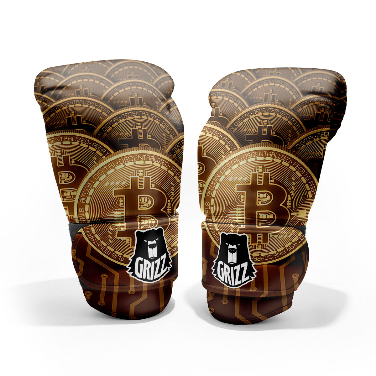 Bitcoin Symbol Gold Print Pro Boxing Glove