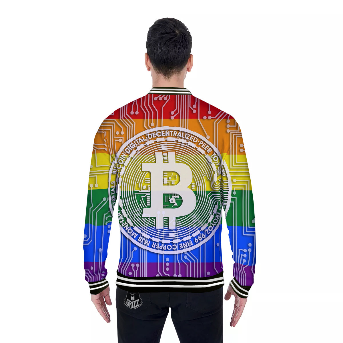 Bitocin LGBT Flag Print Baseball Jacket-grizzshop