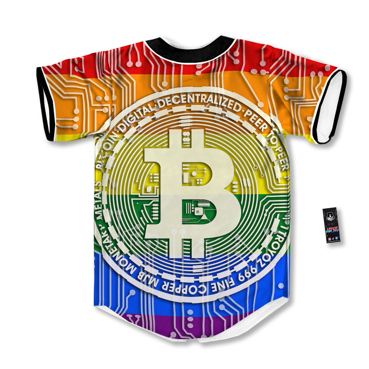 Bitocin LGBT Flag Print Baseball Jersey-grizzshop