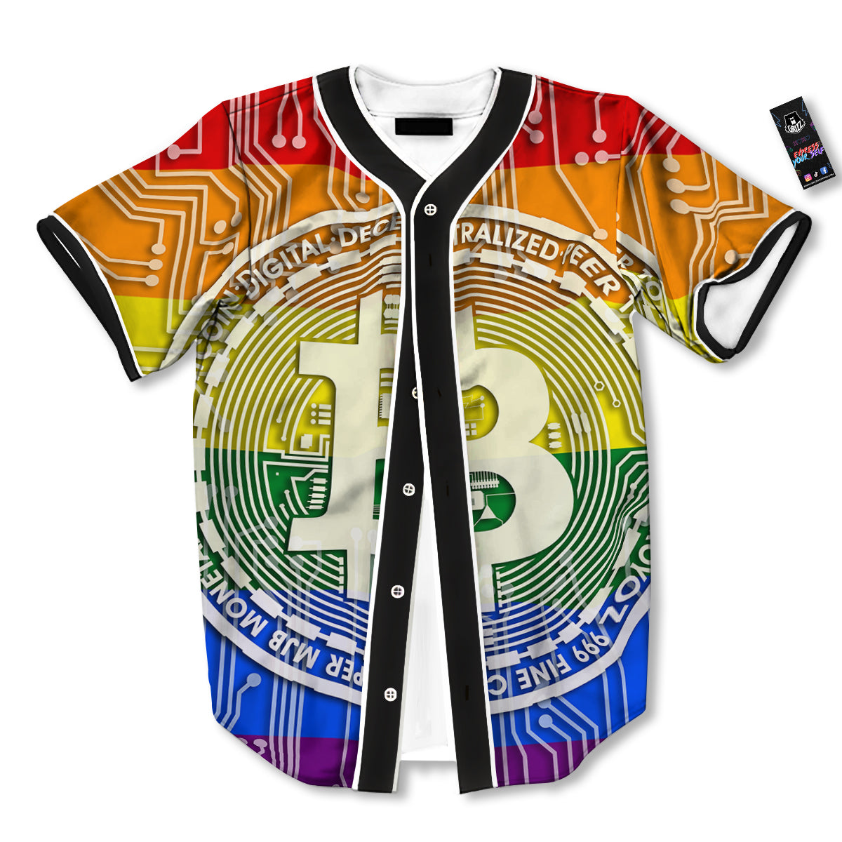 Bitocin LGBT Flag Print Baseball Jersey-grizzshop