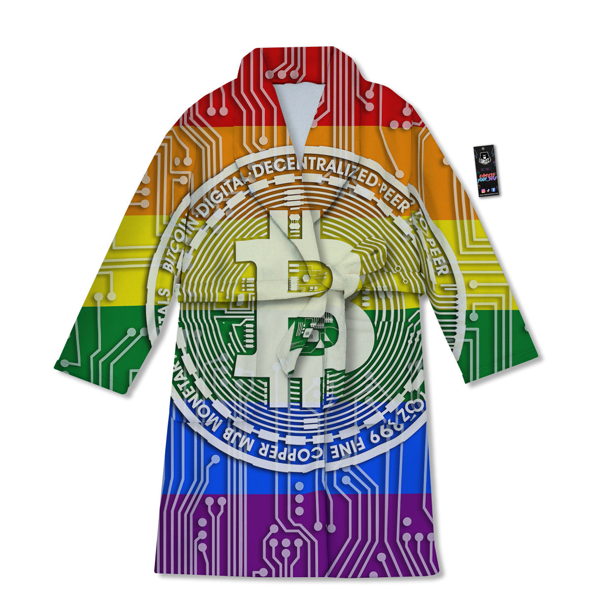 Bitocin LGBT Flag Print Bathrobe-grizzshop