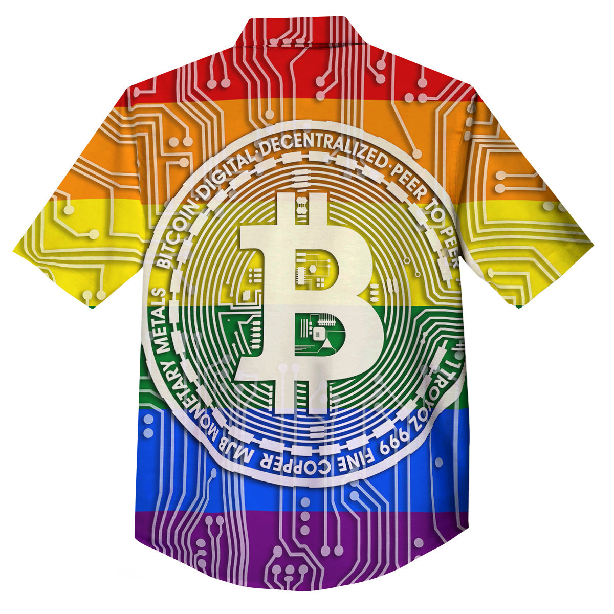 Bitocin LGBT Flag Print Button Up Shirt-grizzshop