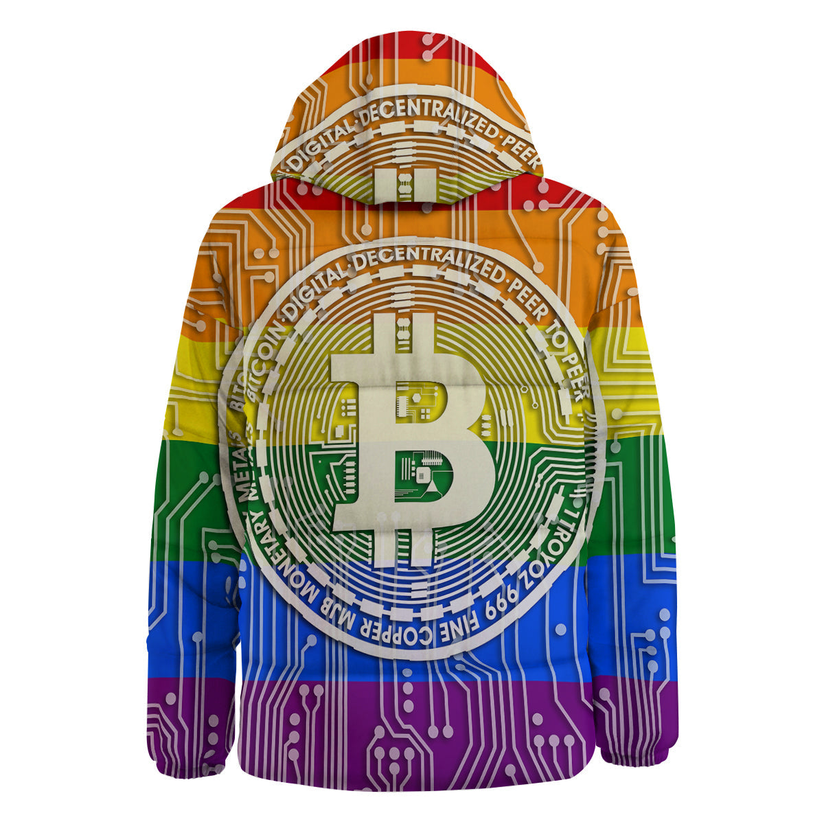 Bitocin LGBT Flag Print Down Jacket-grizzshop