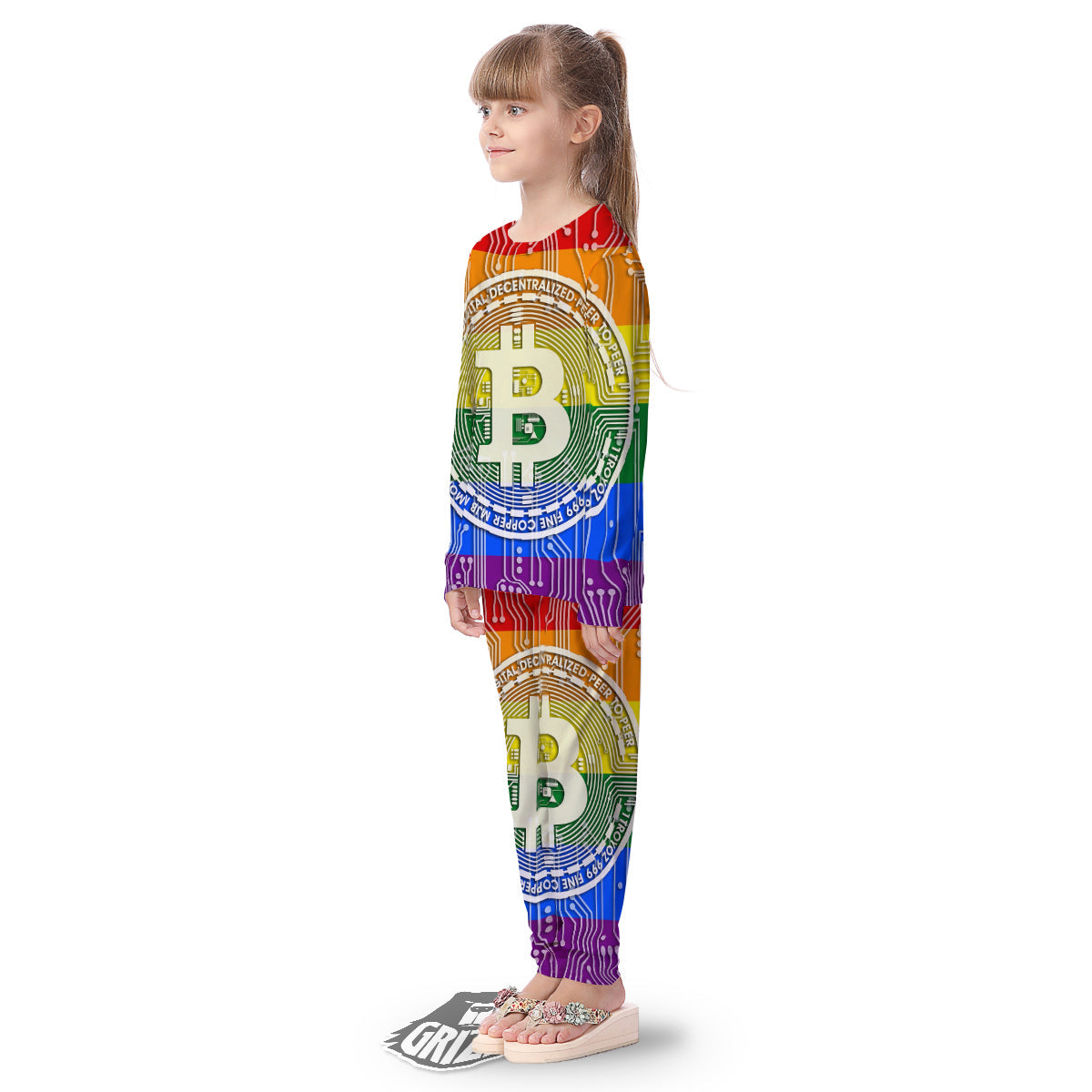 Bitocin LGBT Flag Print Kid's Pajamas-grizzshop