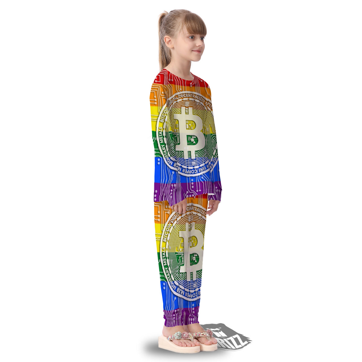 Bitocin LGBT Flag Print Kid's Pajamas-grizzshop