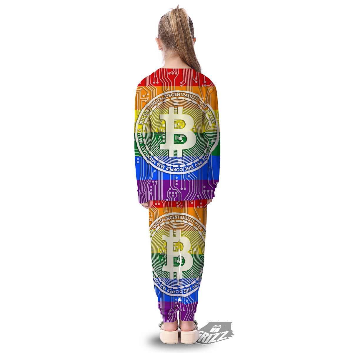 Bitocin LGBT Flag Print Kid's Pajamas-grizzshop