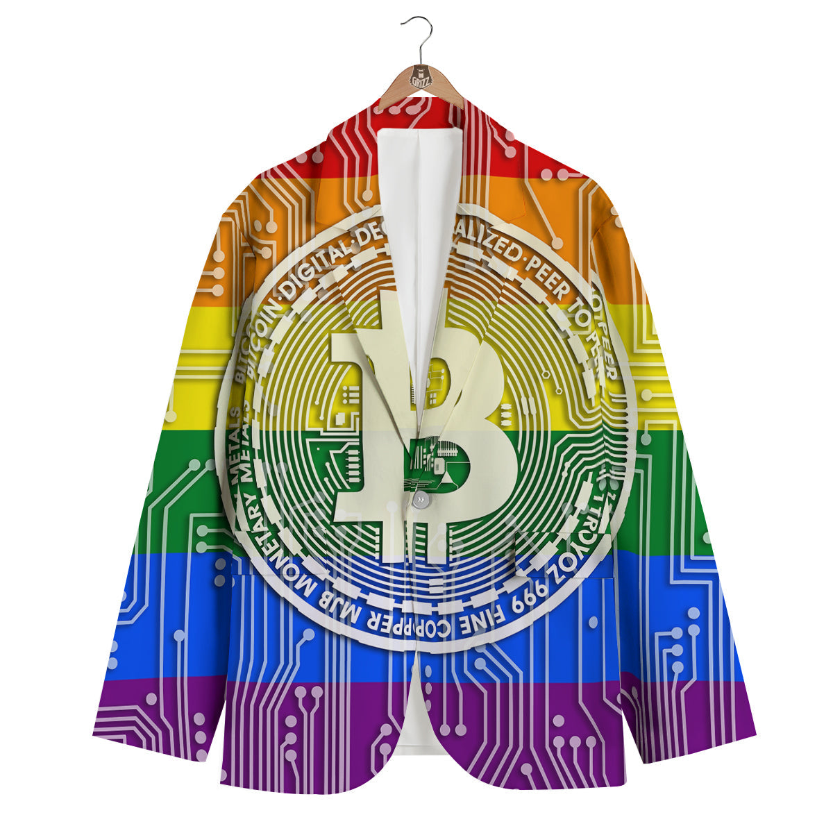 Bitocin LGBT Flag Print Men's Blazer-grizzshop