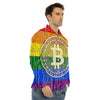 Bitocin LGBT Flag Print Men's Dress Shirts-grizzshop