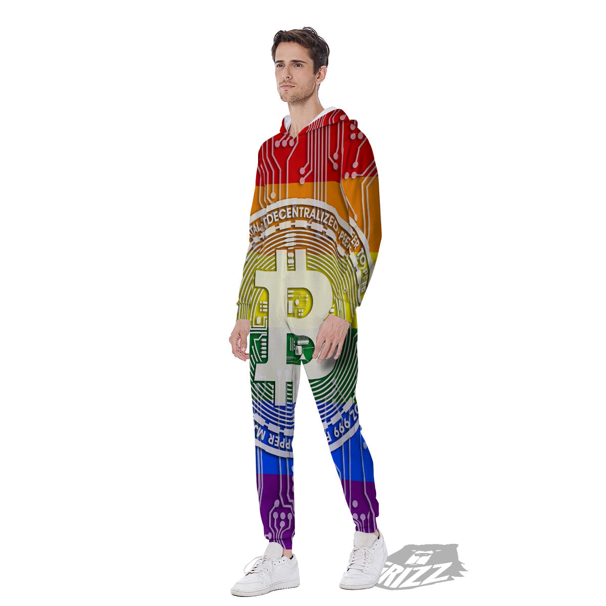 Bitocin LGBT Flag Print Men's Jumpsuit-grizzshop