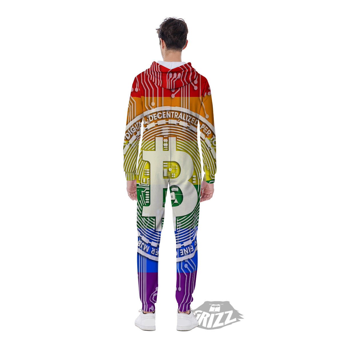 Bitocin LGBT Flag Print Men's Jumpsuit-grizzshop