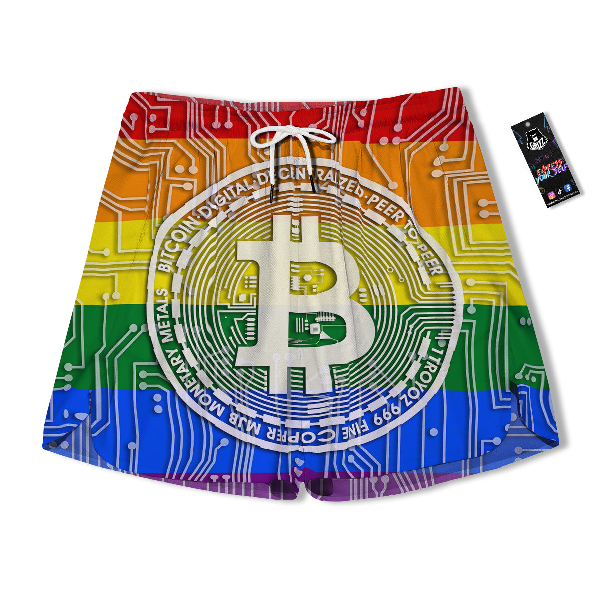 Bitocin LGBT Flag Print Men's Running Shorts-grizzshop