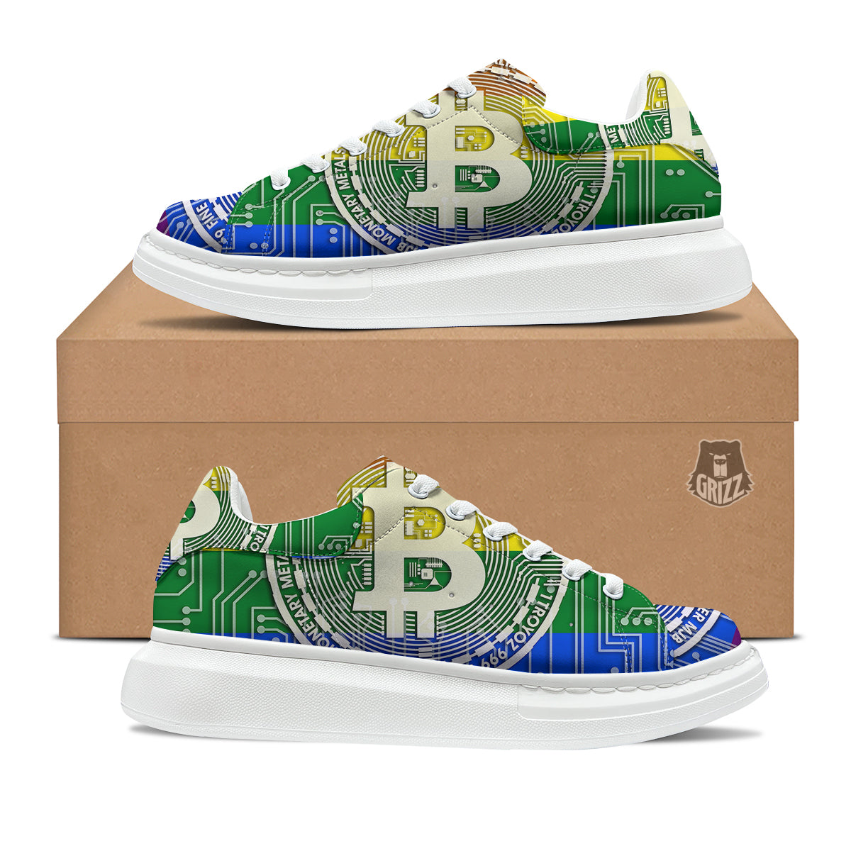 Bitocin LGBT Flag Print Platform Shoes-grizzshop