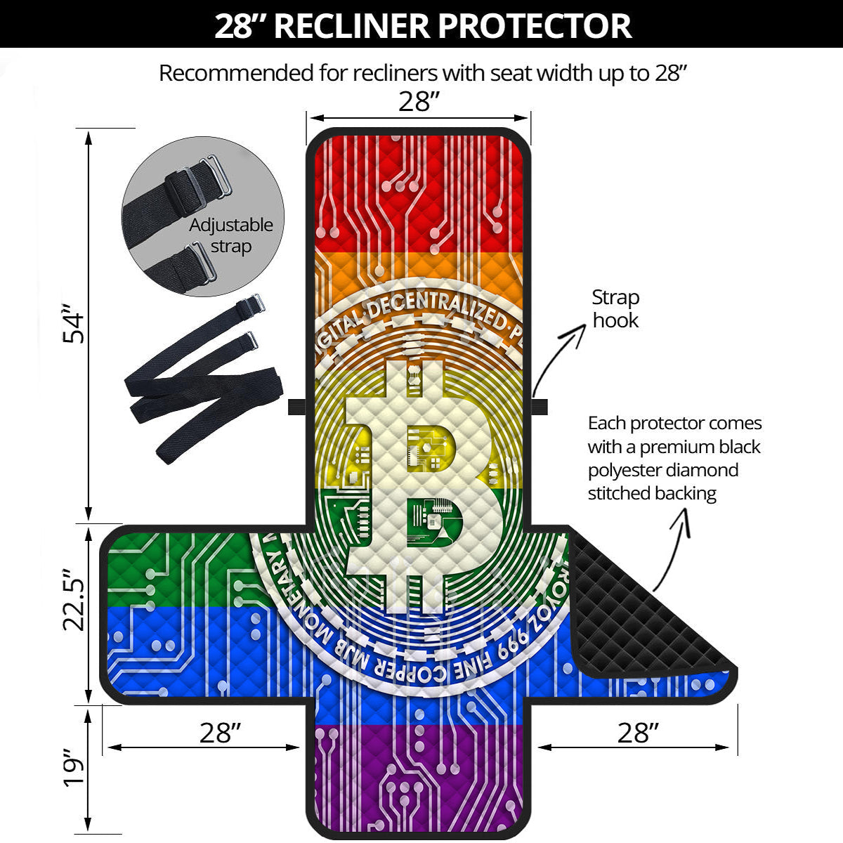 Bitocin LGBT Flag Print Recliner Protector-grizzshop