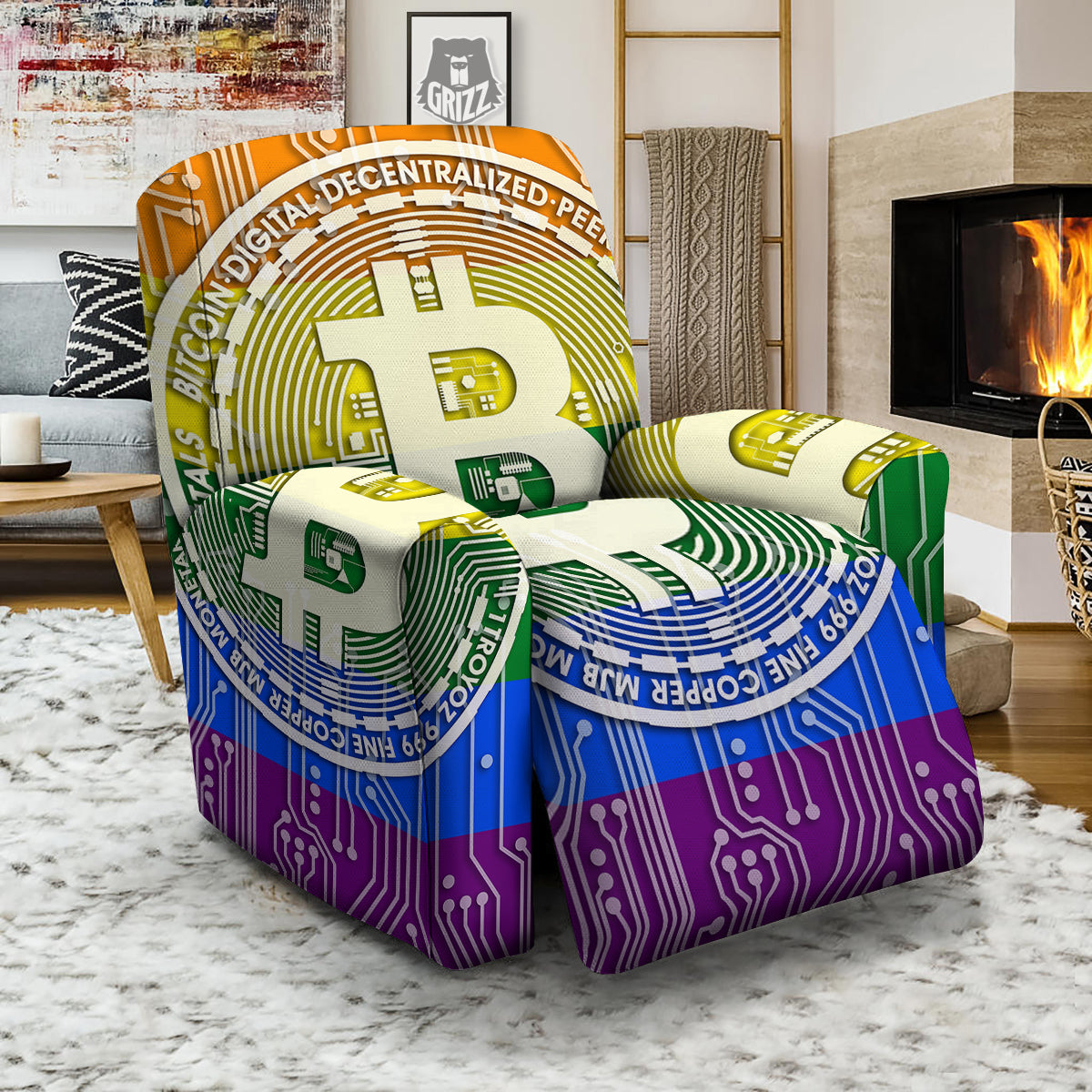 Bitocin LGBT Flag Print Recliner Slipcover-grizzshop