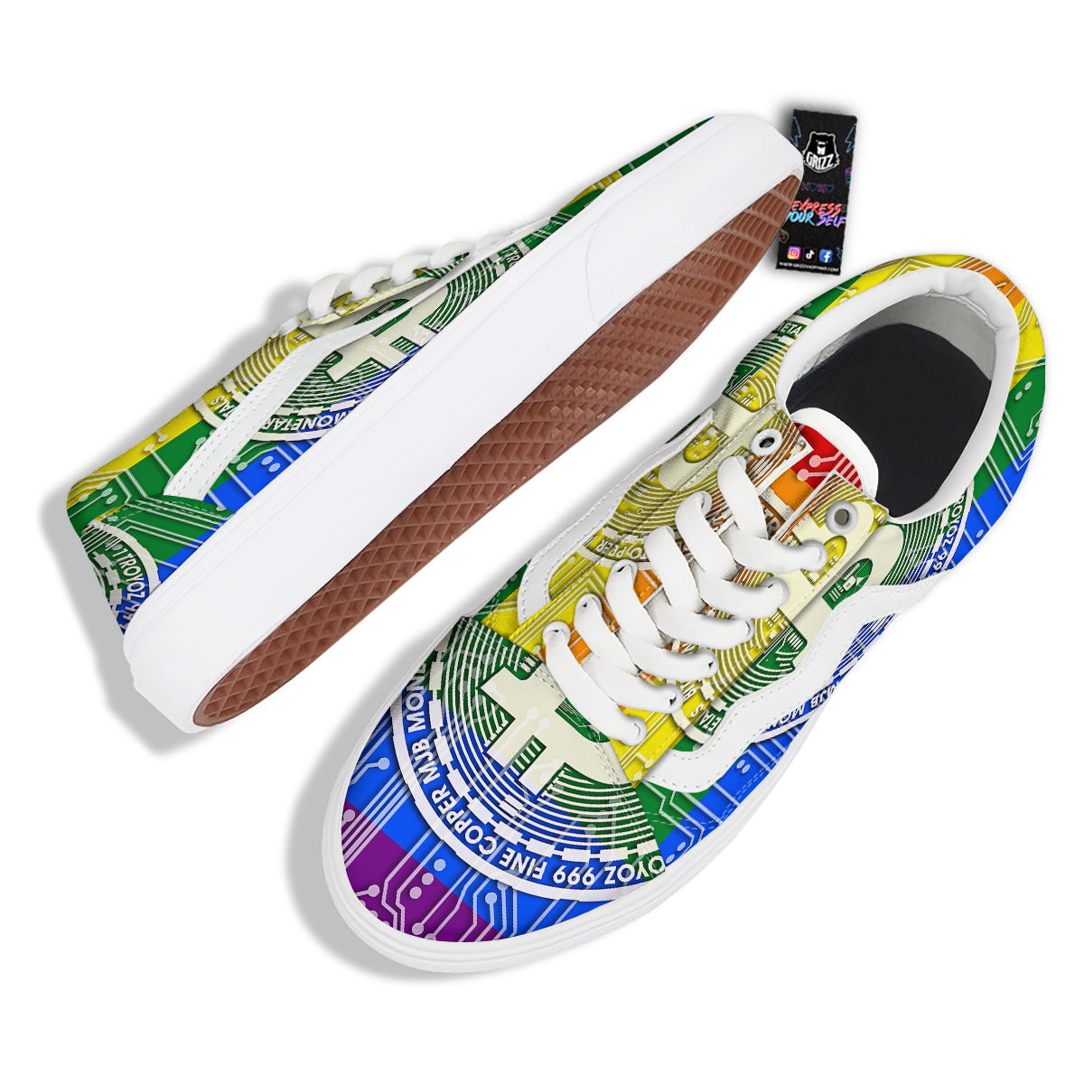 Bitocin LGBT Flag Print Skate Shoes-grizzshop