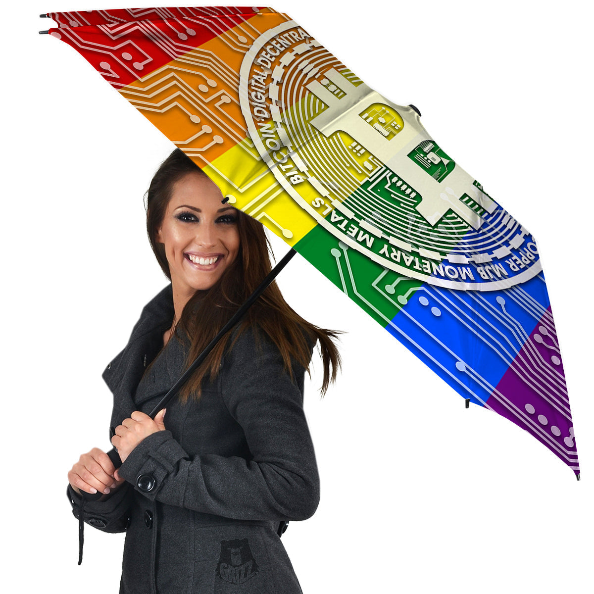 Bitocin LGBT Flag Print Umbrella-grizzshop