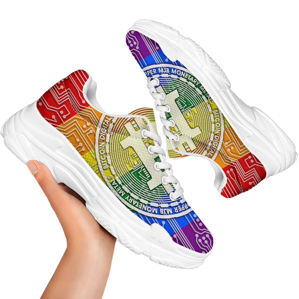 Bitocin LGBT Flag Print White Chunky Shoes-grizzshop