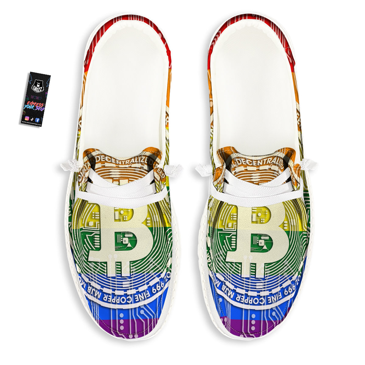 Bitocin LGBT Flag Print White Loafers-grizzshop