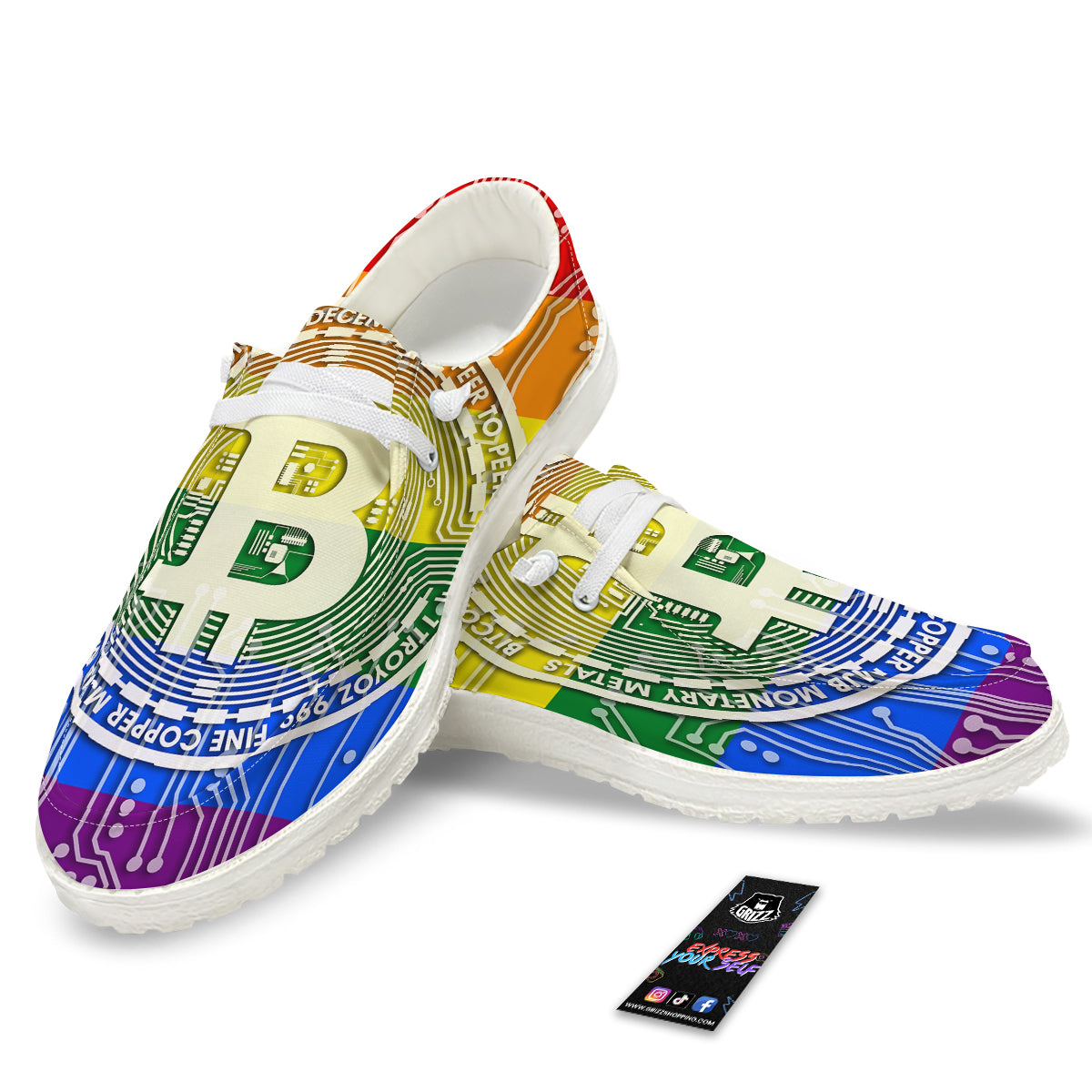 Bitocin LGBT Flag Print White Loafers-grizzshop