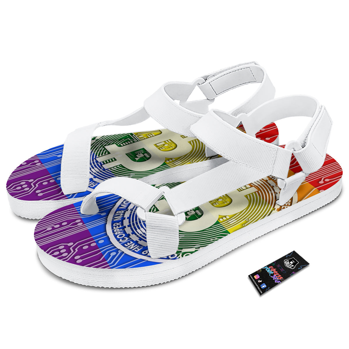 Bitocin LGBT Flag Print White Open Toe Sandals-grizzshop