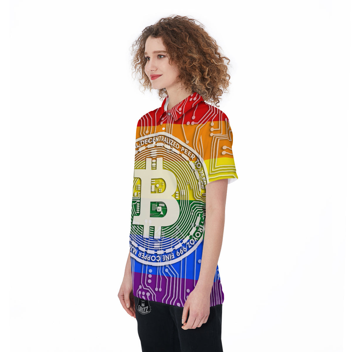 Bitocin LGBT Flag Print Women's Golf Shirts-grizzshop