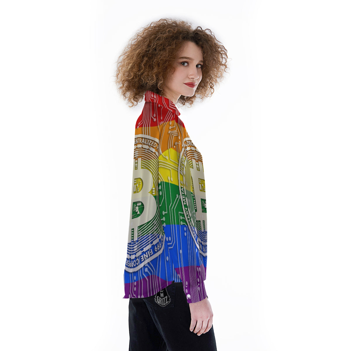 Bitocin LGBT Flag Print Women's Long Sleeve Shirts-grizzshop