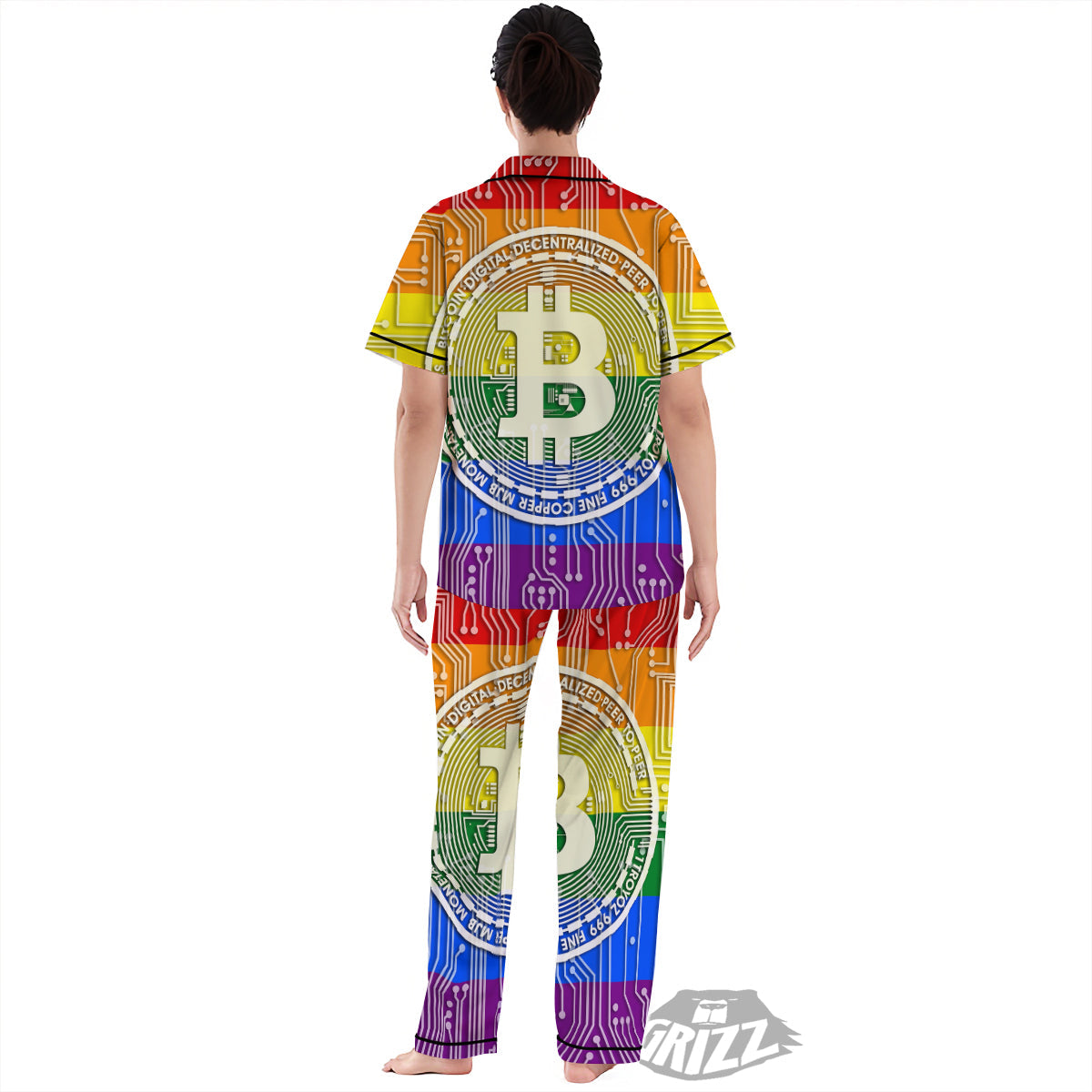 Bitocin LGBT Flag Print Women's Pajamas Set-grizzshop