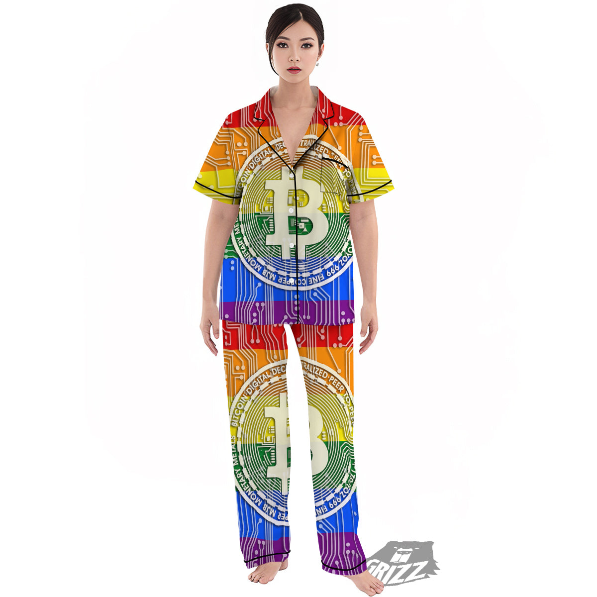 Bitocin LGBT Flag Print Women's Pajamas Set-grizzshop