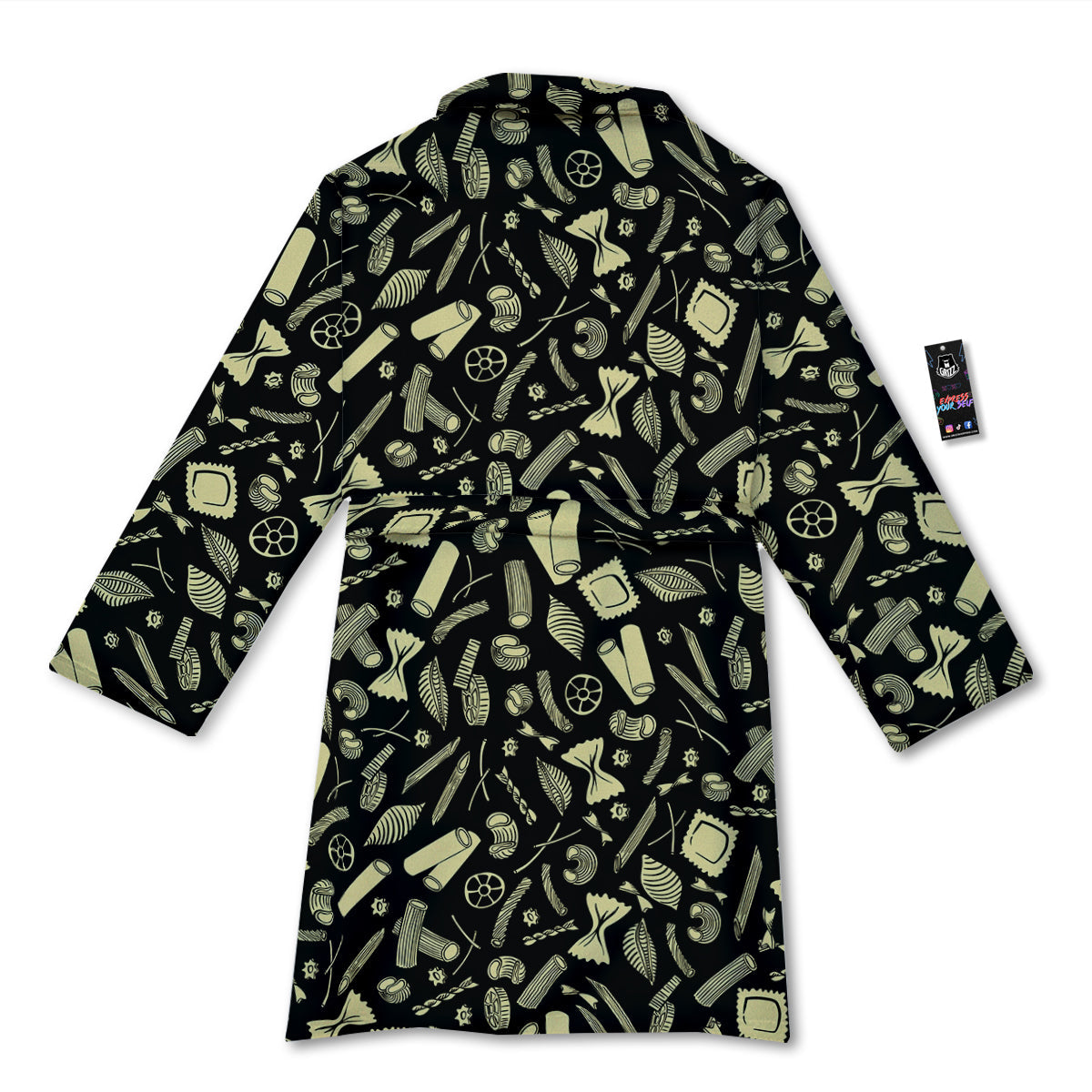Black And Beige Macaroni Print Pattern Bathrobe-grizzshop