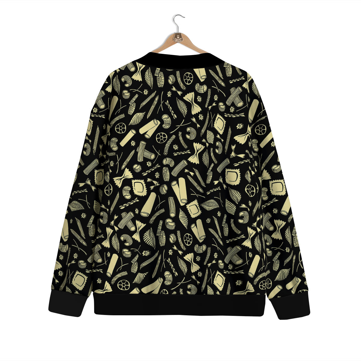 Black And Beige Macaroni Print Pattern Cardigan-grizzshop