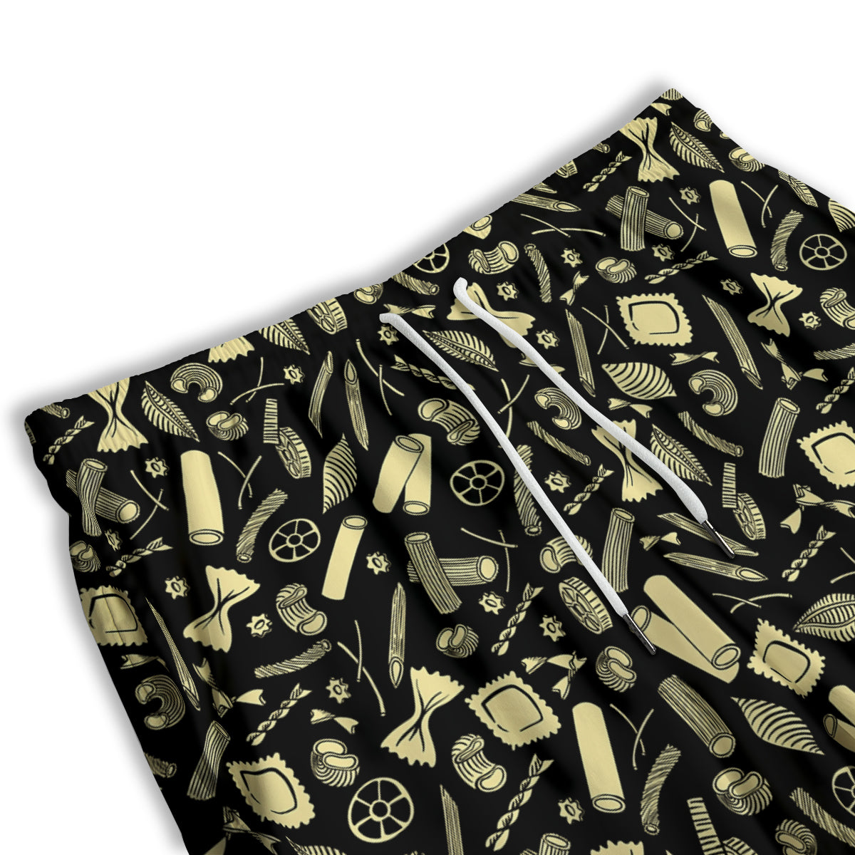 Black And Beige Macaroni Print Pattern Men's Athletic Shorts
