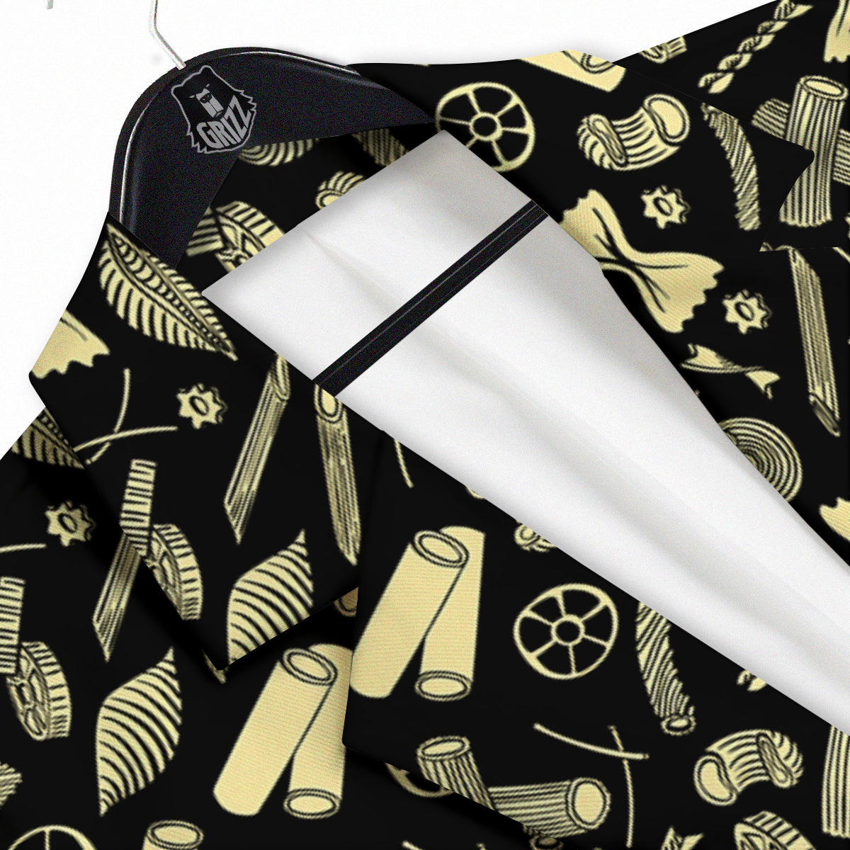 Black And Beige Macaroni Print Pattern Men's Sport Coat-grizzshop