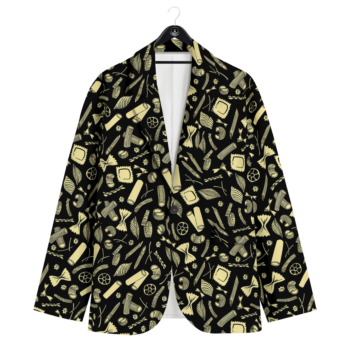 Black And Beige Macaroni Print Pattern Men's Sport Coat-grizzshop