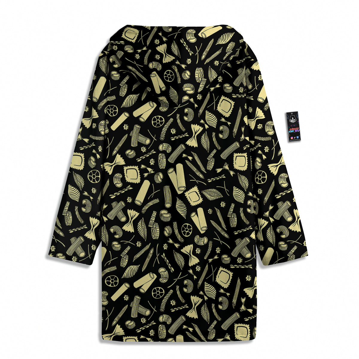 Black And Beige Macaroni Print Pattern Men's Windbreaker Jacket-grizzshop