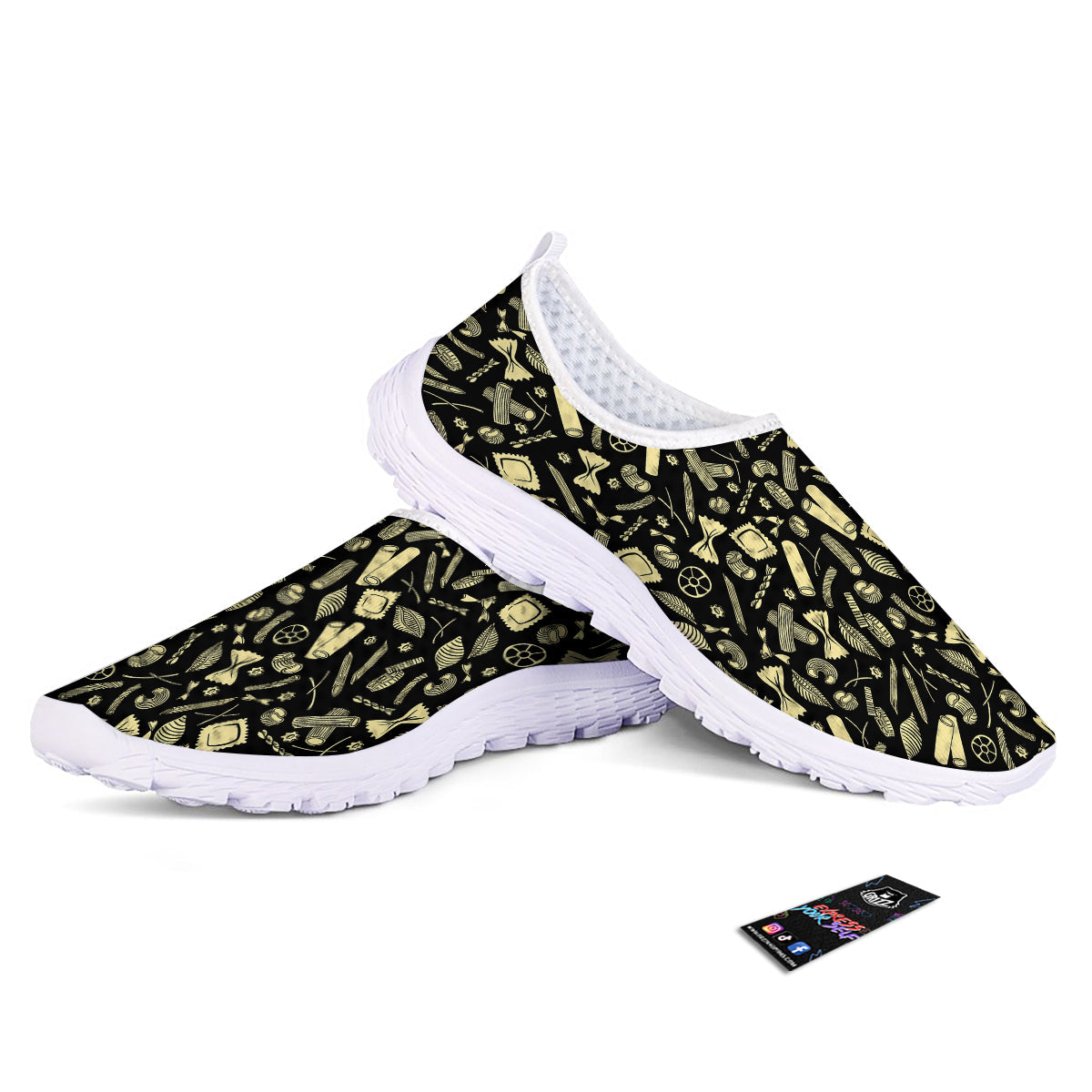 Black And Beige Macaroni Print Pattern Nurse Shoes-grizzshop