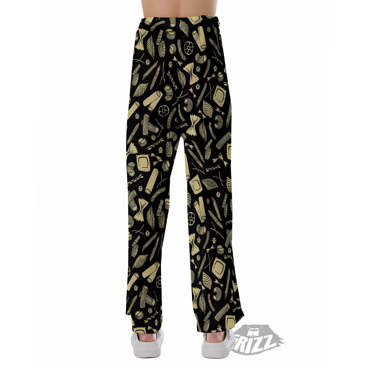 Black And Beige Macaroni Print Pattern Pajama Pants-grizzshop