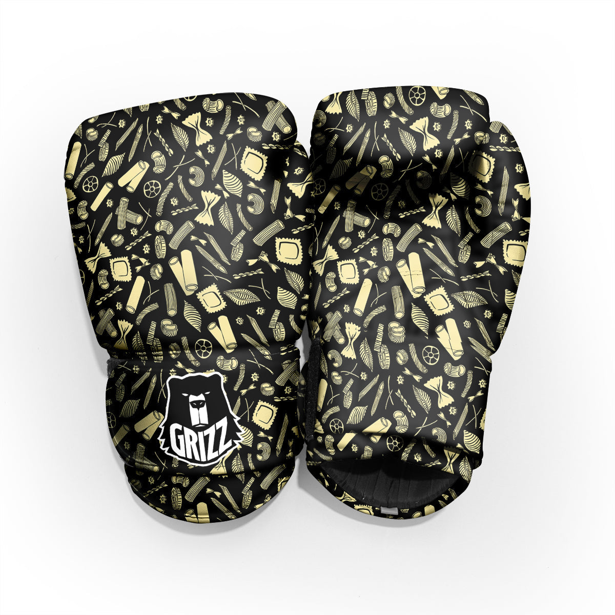 Black And Beige Macaroni Print Pattern Pro Boxing Glove